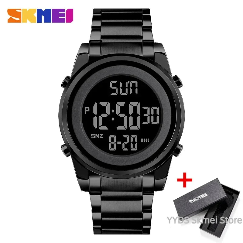 Luxury Waterproof Stainless Steel Men’s Digital Sports Watch