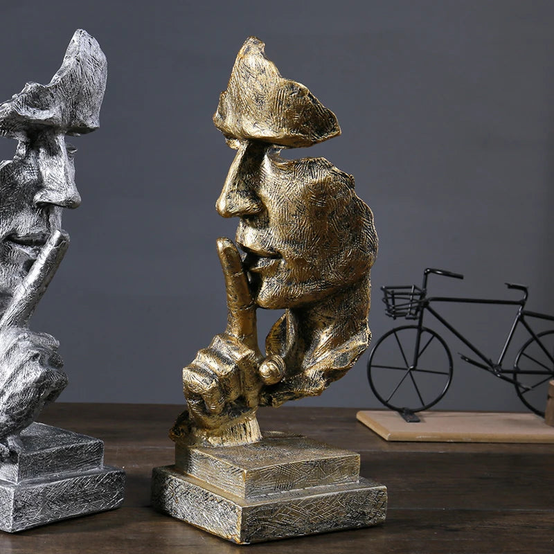 Nordic “Silence Is Golden” Resin Sculpture
