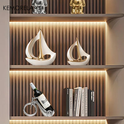 Luxury Ceramic Sailboat Sculpture