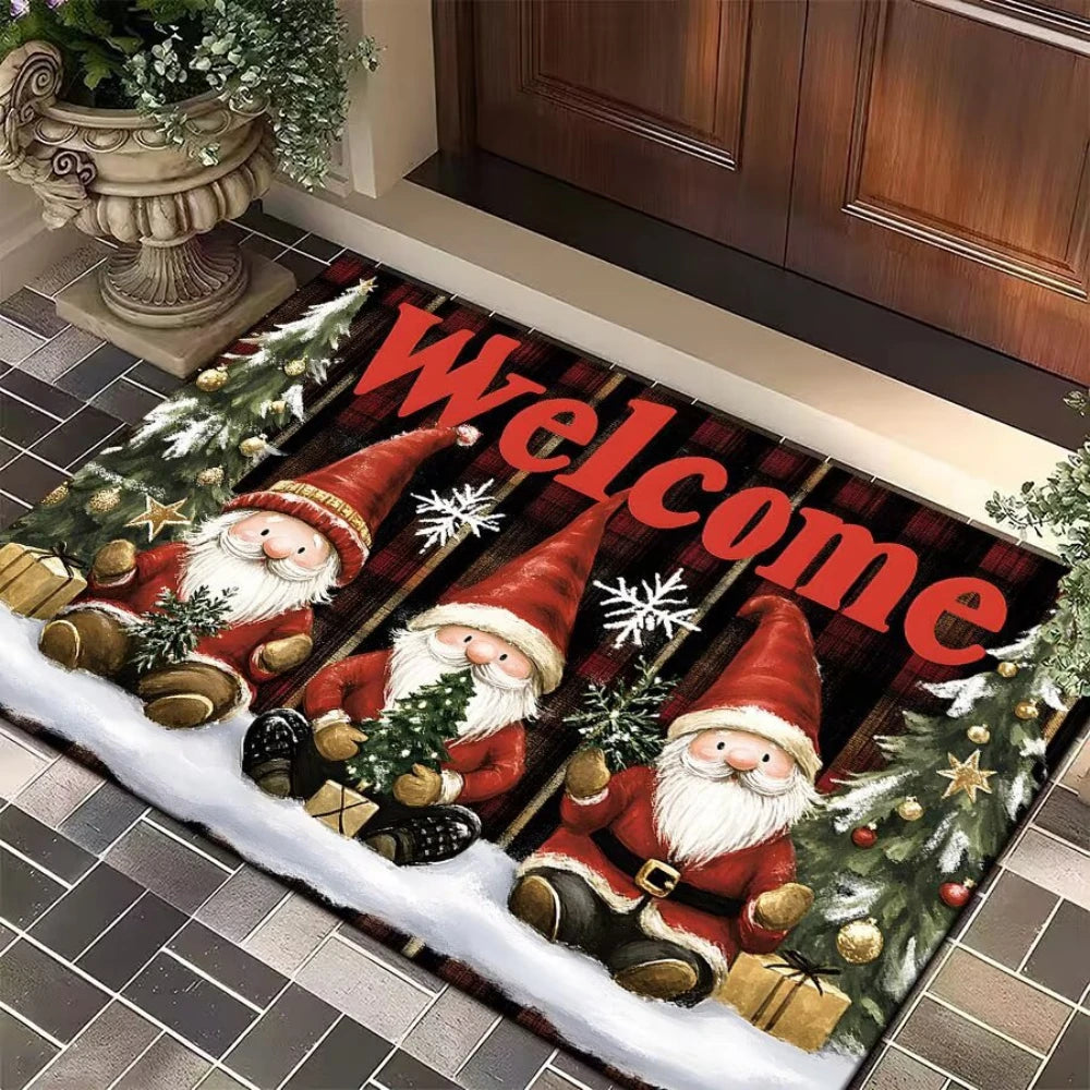 Christmas Doormat – Santa Claus, Snowman, Elf Non-Slip Entrance Rug for Holiday Home Décor