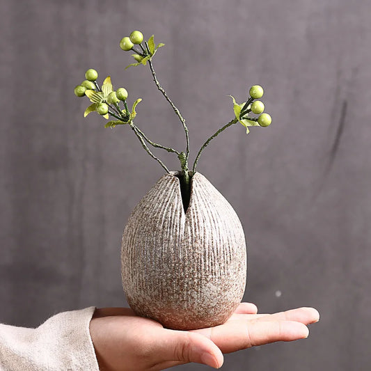 Japanese-Style Terracotta Flower Vase