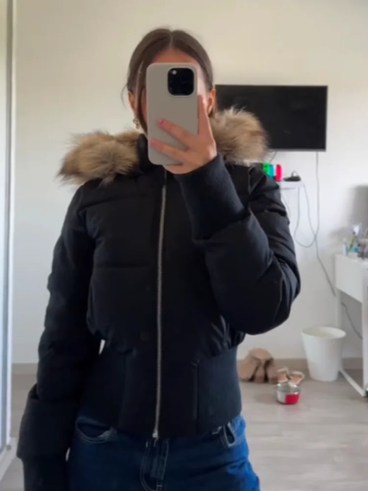 Women’s Faux Fur Cropped Padded Jacket