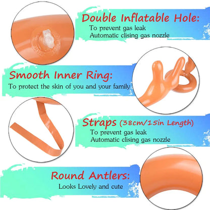 Inflatable Reindeer Antler Hat with Ring Toss