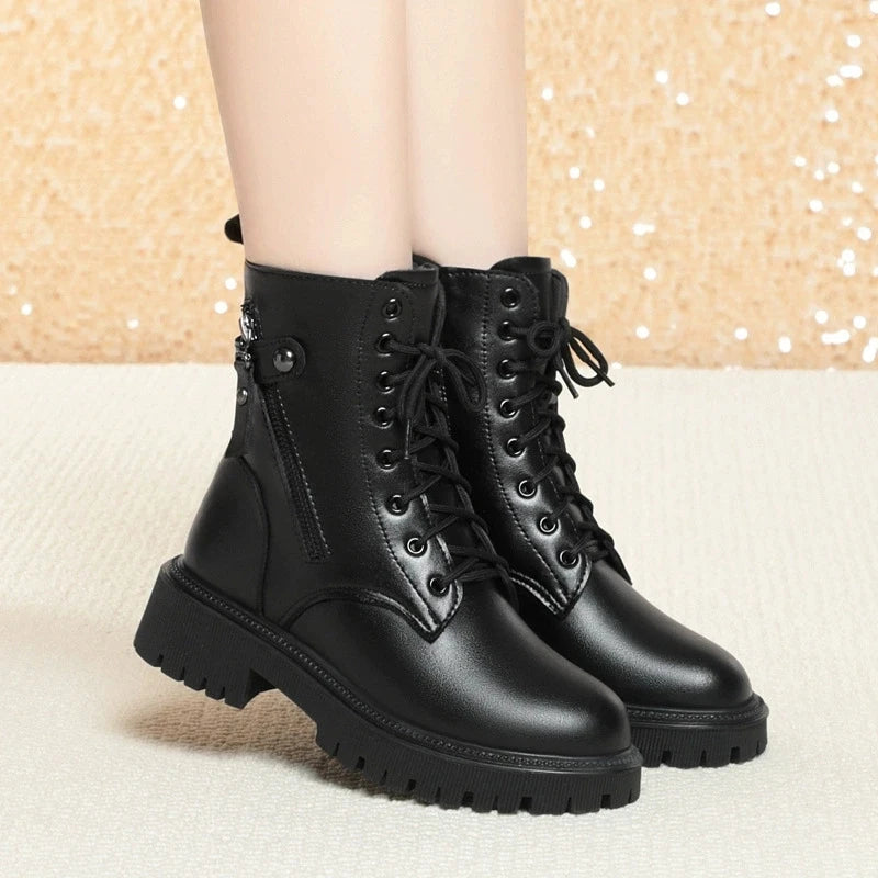 WOIZGIC Women’s Genuine Leather Ankle Boots