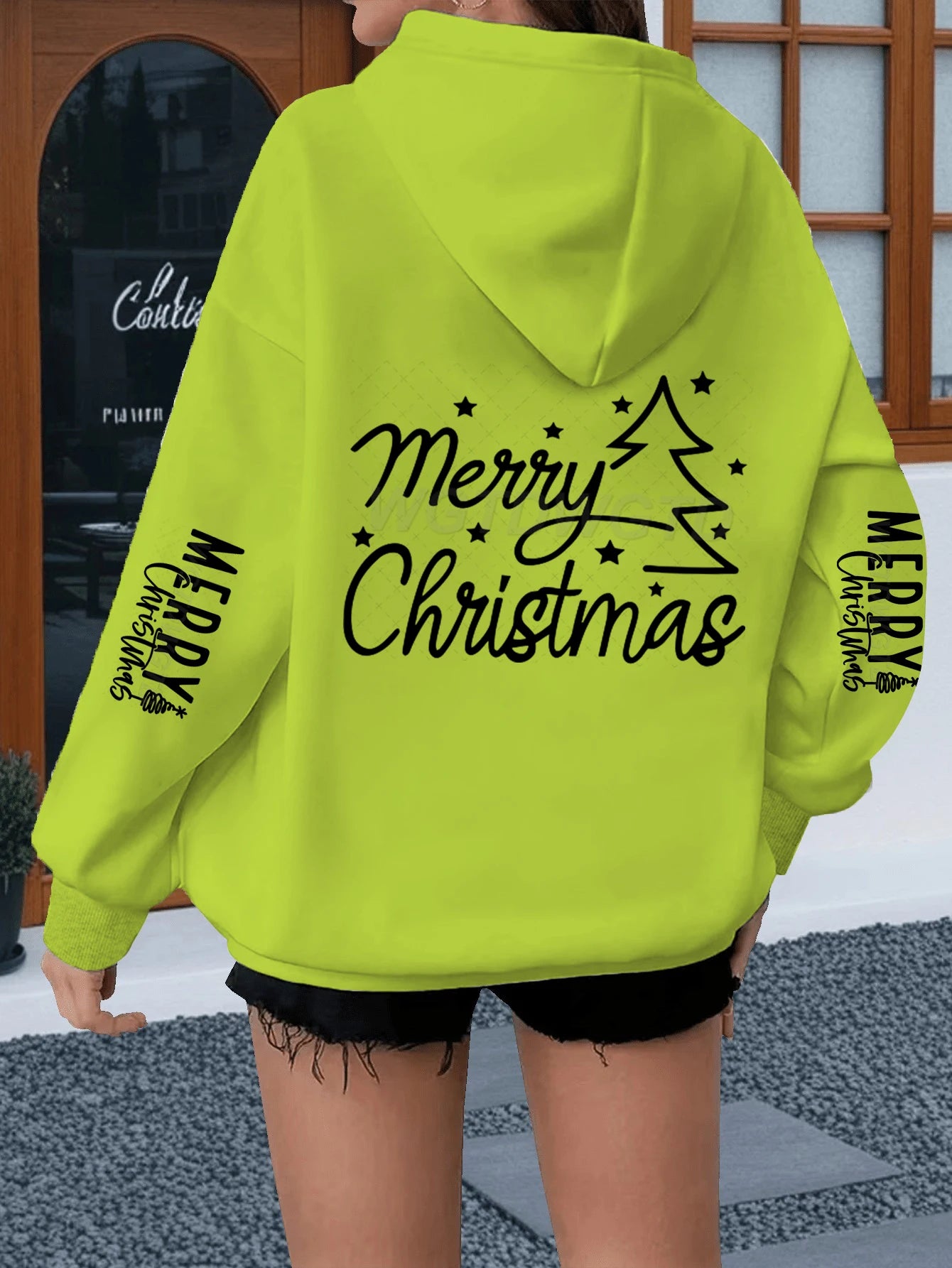 Women’s Merry Christmas Hoodie – Casual Loose Fit Holiday Sweatshirt with Vintage Tree Graphic