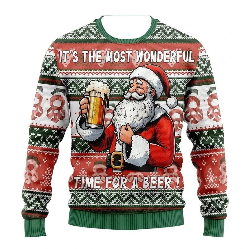 Beer Print Ugly Christmas Sweater