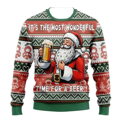 Beer Print Ugly Christmas Sweater