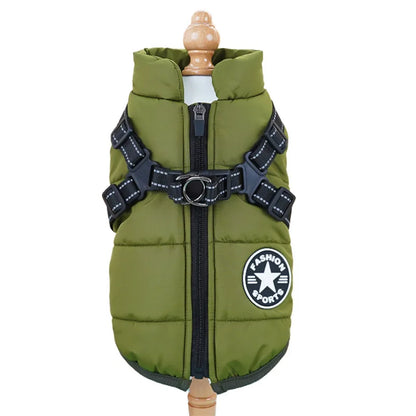Incredible Waterproof Winter Dog Jacket with Harness