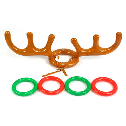 Inflatable Reindeer Antler Hat with Ring Toss
