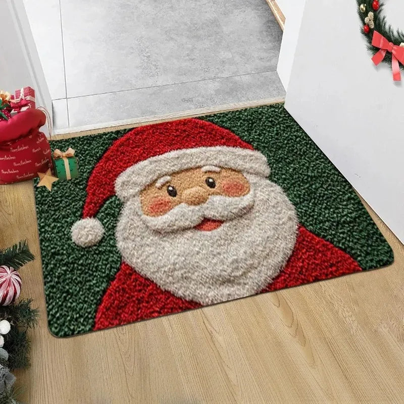 Christmas Gingerbread & Santa Door Mat – Indoor/Outdoor Holiday Welcome Rug, Festive Merry Christmas Foot Mat for Home Decor 2025-2026