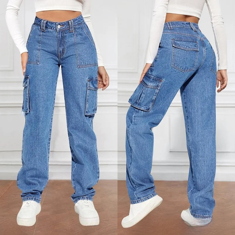 Women’s American Retro High Waist Workwear Jeans