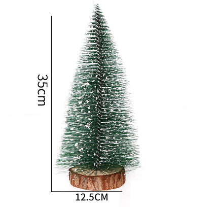 Mini Artificial Christmas Trees with Wooden Base
