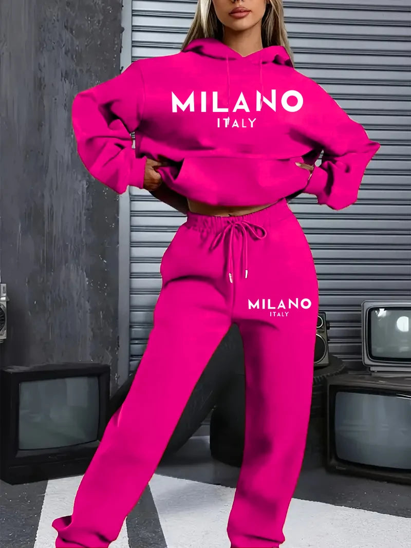 Women’s MILANO Letter Printed Hoodie Set