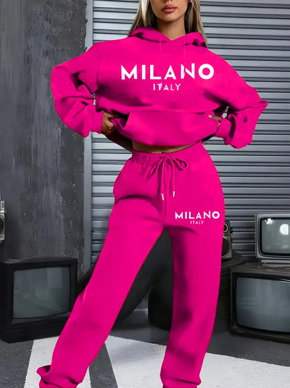 Women’s MILANO Letter Printed Hoodie Set