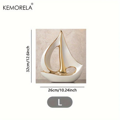 Luxury Ceramic Sailboat Sculpture