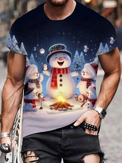 Men’s 3D Snowman Graphic T-Shirt