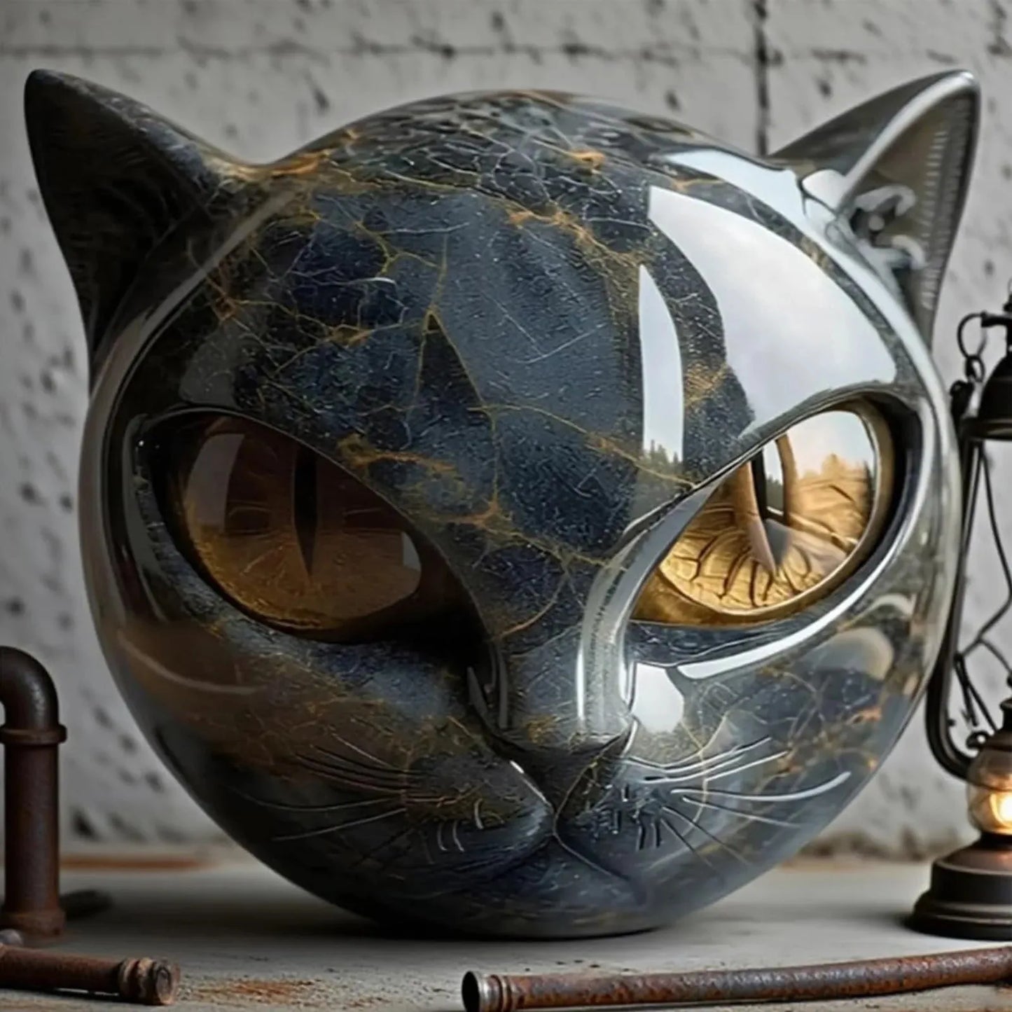 Decorative Black Cat Resin Stone Figurine