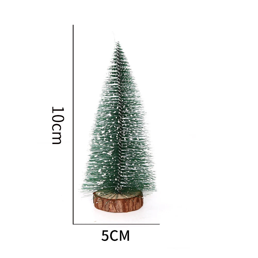 Mini Artificial Christmas Trees with Wooden Base