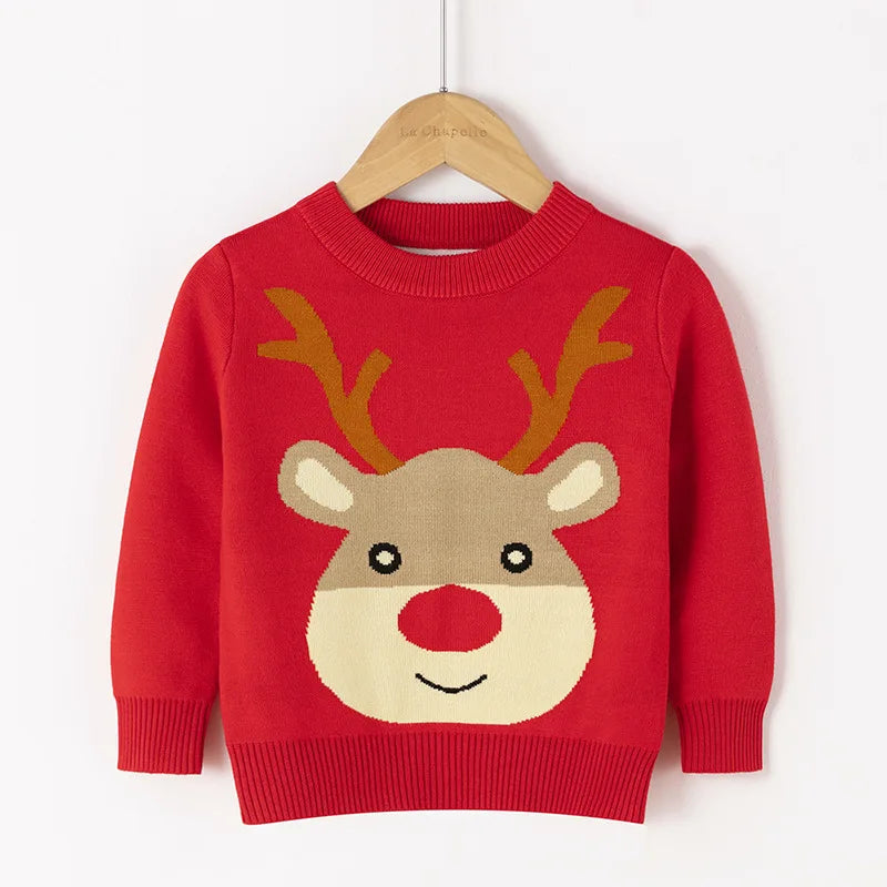 Kids Cartoon Pullover Sweater – Autumn Christmas & New Year Knitted Tops for Boys & Girls