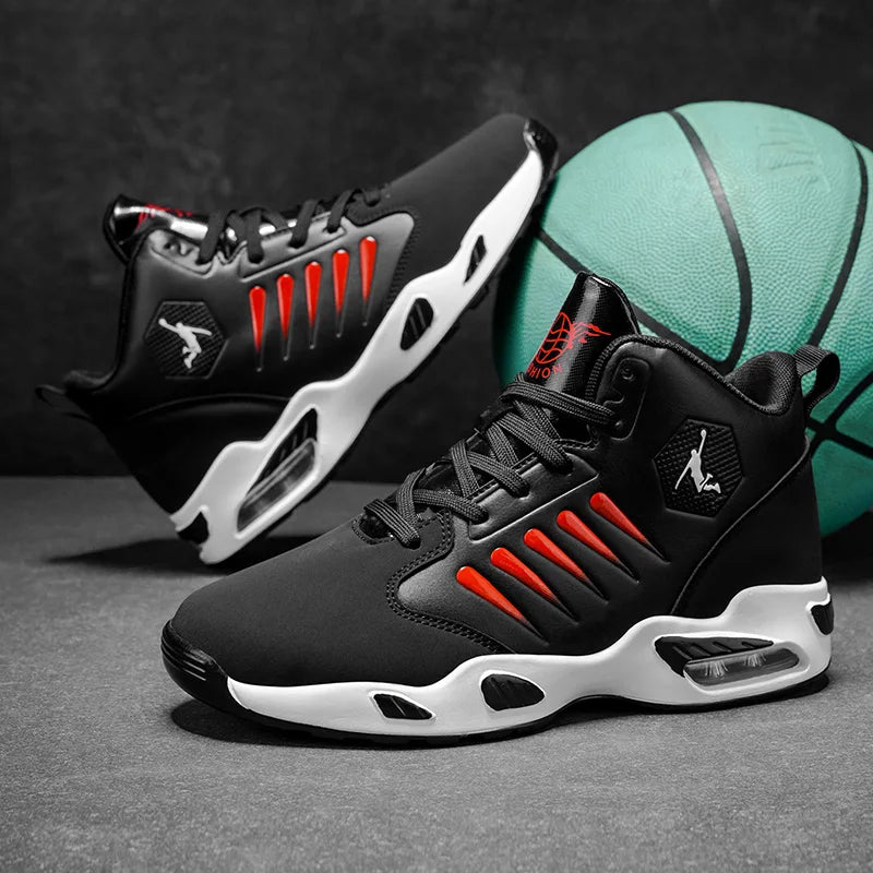 Men’s High-Top Sports Shoes with Breathable Mesh – Cushion Support Basketball & Running Sneakers