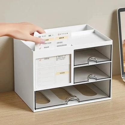 Desktop Drawer Organizer Storage Box with Pen Holder – Multi-Compartment Office Desk Organizer for Stationery, Makeup, School & Home Supplies