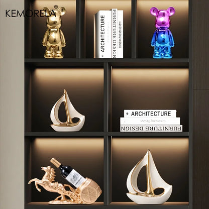 Luxury Ceramic Sailboat Sculpture