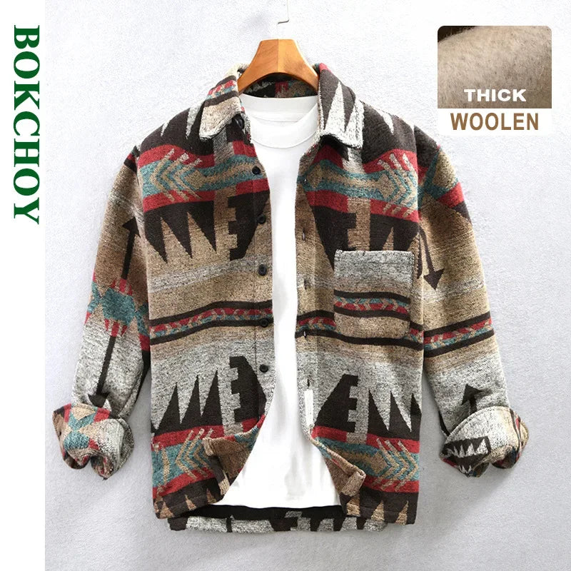 Men’s Vintage Printed Wool Shirt
