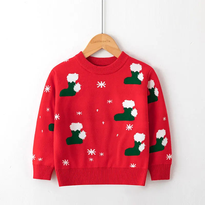 Kids Cartoon Pullover Sweater – Autumn Christmas & New Year Knitted Tops for Boys & Girls