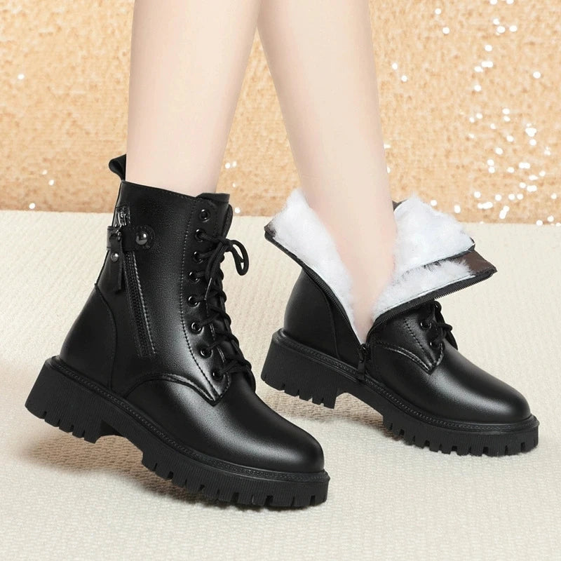 WOIZGIC Women’s Genuine Leather Ankle Boots