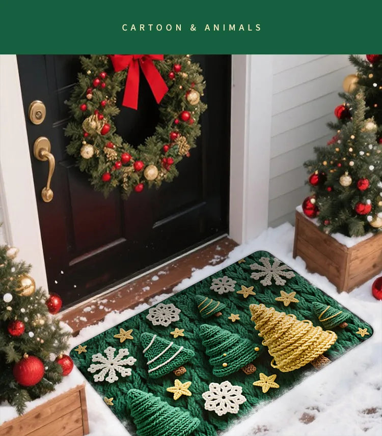 Christmas Gingerbread & Santa Door Mat – Indoor/Outdoor Holiday Welcome Rug, Festive Merry Christmas Foot Mat for Home Decor 2025-2026