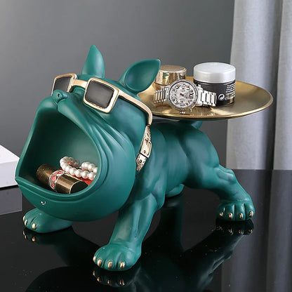 30cm Bulldog Resin Figurine with Storage Box