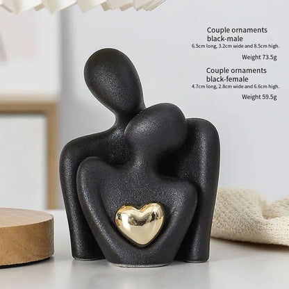 Heart-Shaped Gold-Plated Ceramic Couple Figurine