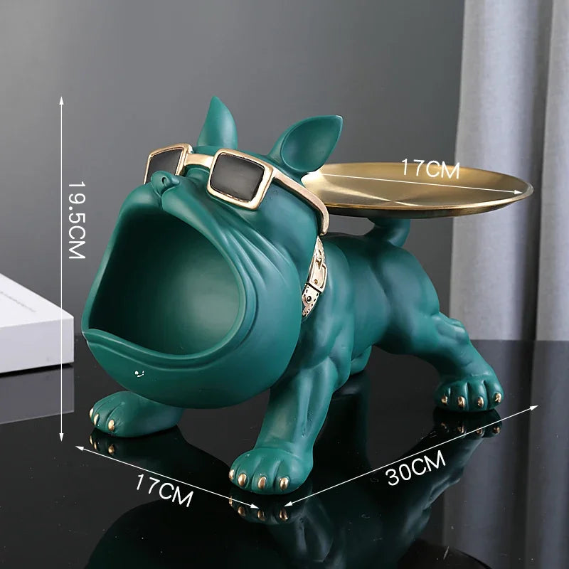 30cm Bulldog Resin Figurine with Storage Box