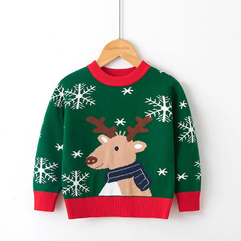 Kids Cartoon Pullover Sweater – Autumn Christmas & New Year Knitted Tops for Boys & Girls