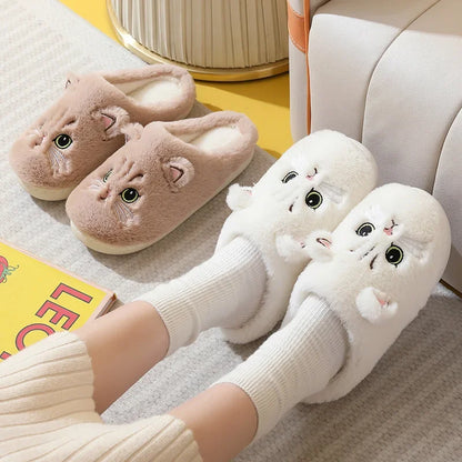 Winter Cat Plush Slippers for Women & Men