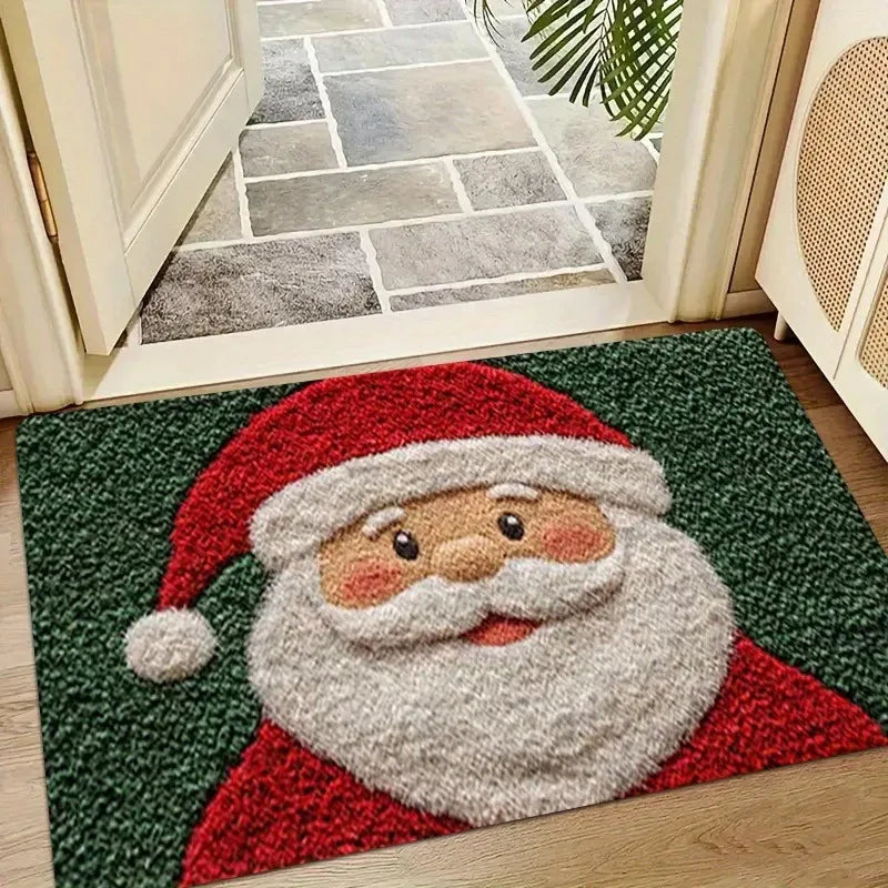 Christmas Gingerbread & Santa Door Mat – Indoor/Outdoor Holiday Welcome Rug, Festive Merry Christmas Foot Mat for Home Decor 2025-2026