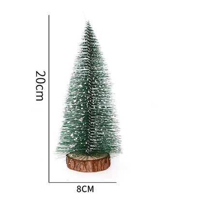 Mini Artificial Christmas Trees with Wooden Base