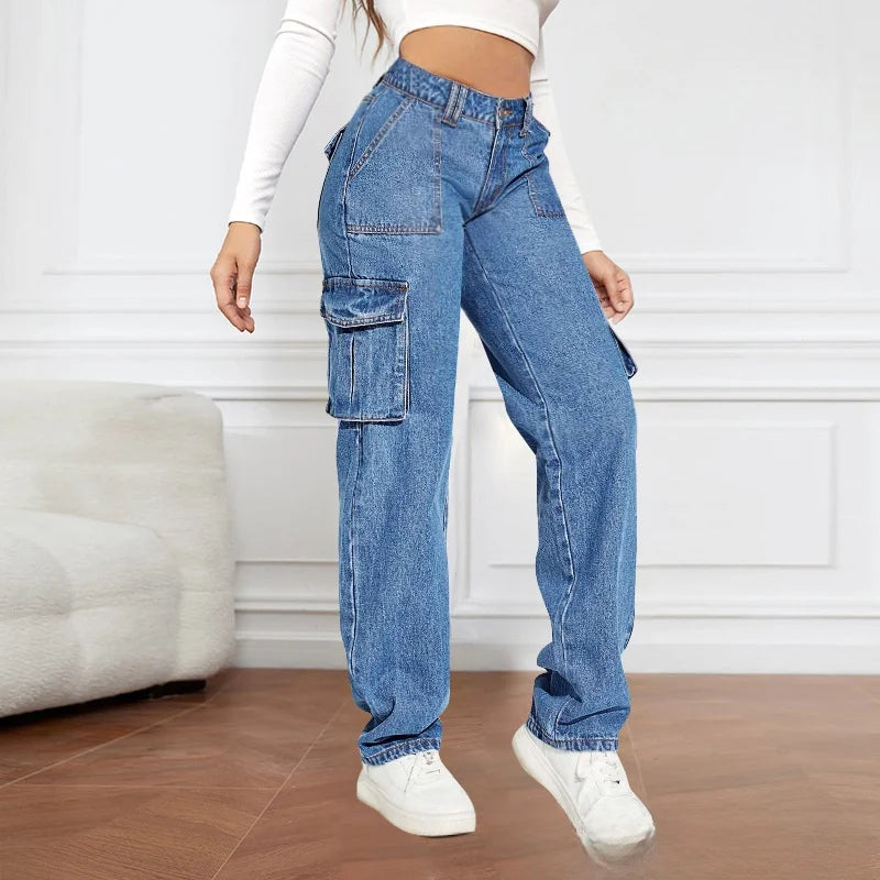 Women’s American Retro High Waist Workwear Jeans