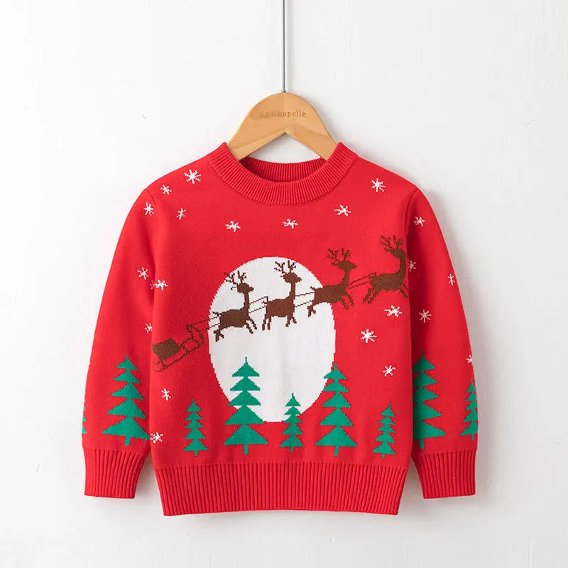 Kids Cartoon Pullover Sweater – Autumn Christmas & New Year Knitted Tops for Boys & Girls