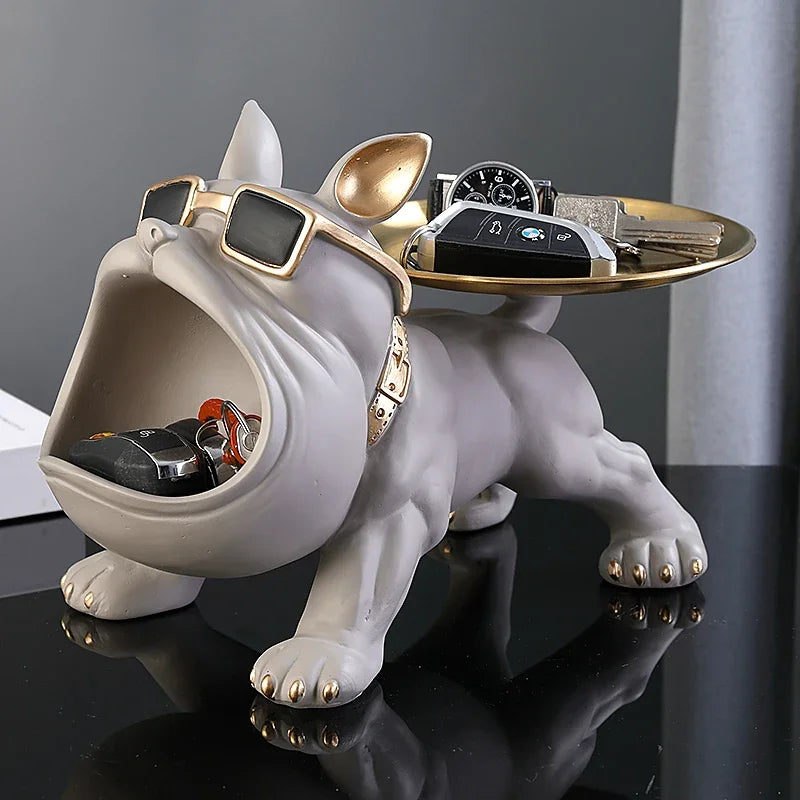 30cm Bulldog Resin Figurine with Storage Box