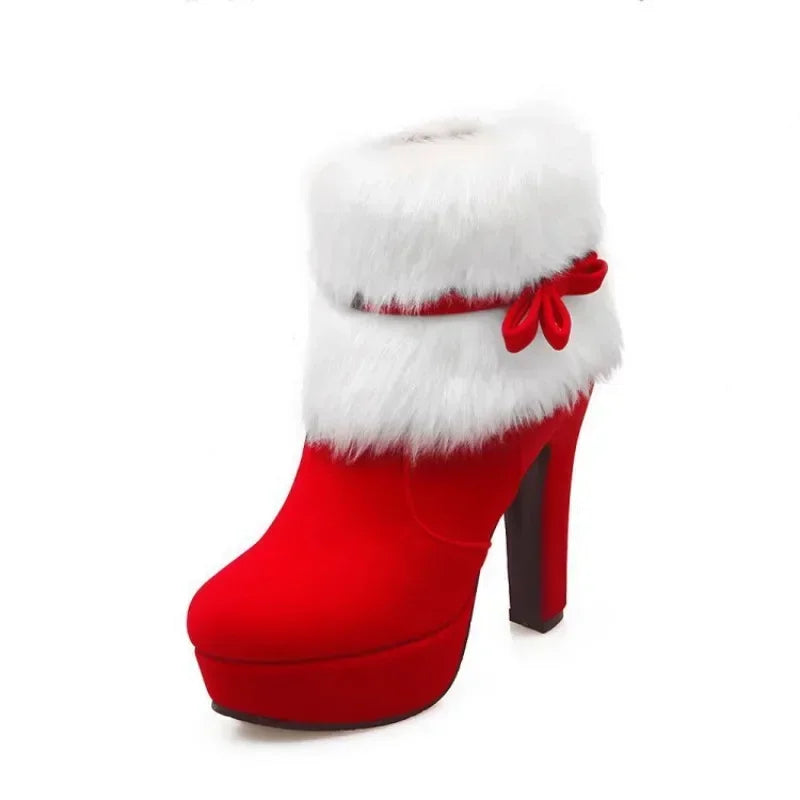 Women’s Christmas Winter Ankle Boots with Faux Fur