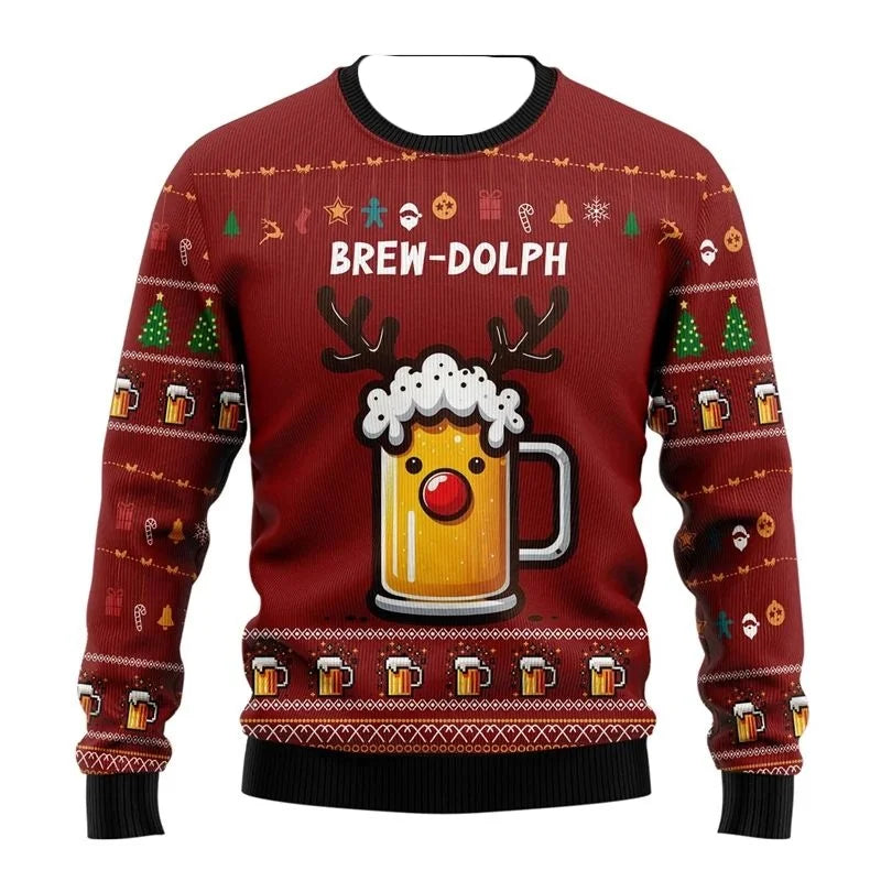 Beer Print Ugly Christmas Sweater