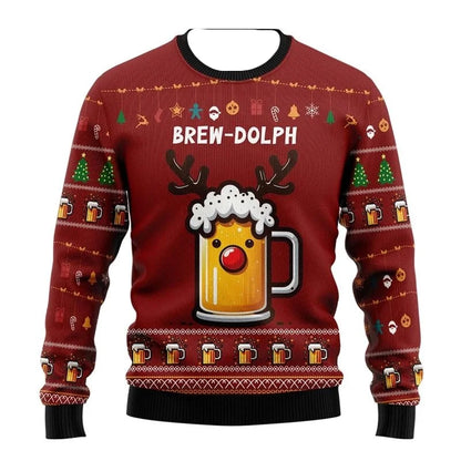 Beer Print Ugly Christmas Sweater