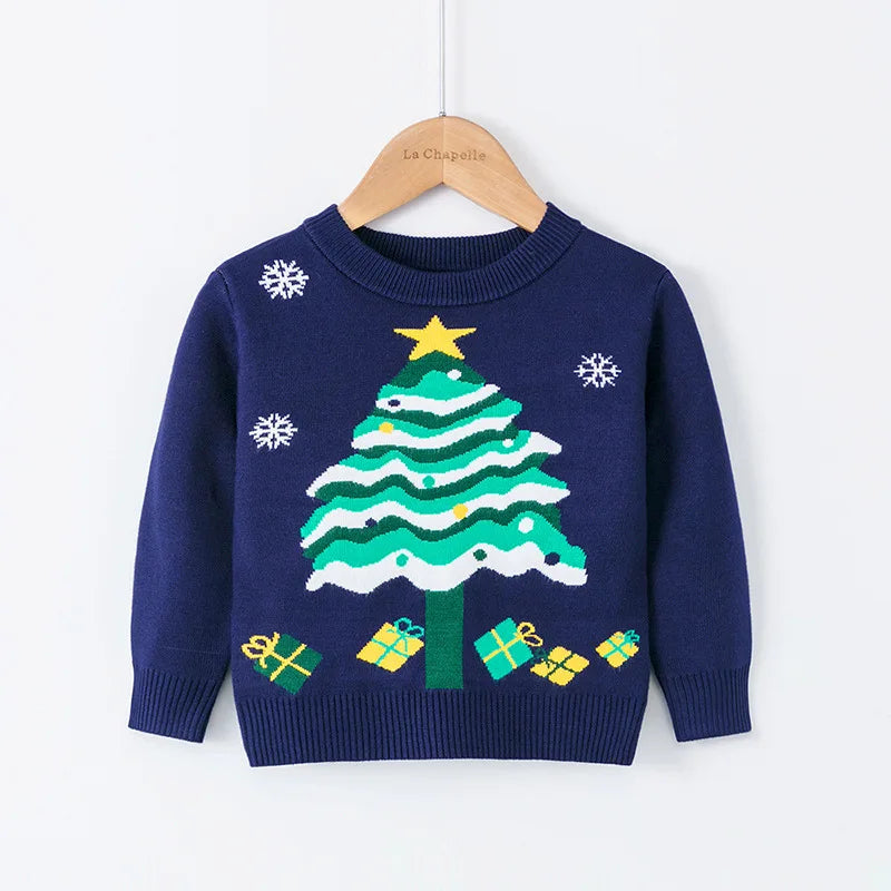 Kids Cartoon Pullover Sweater – Autumn Christmas & New Year Knitted Tops for Boys & Girls