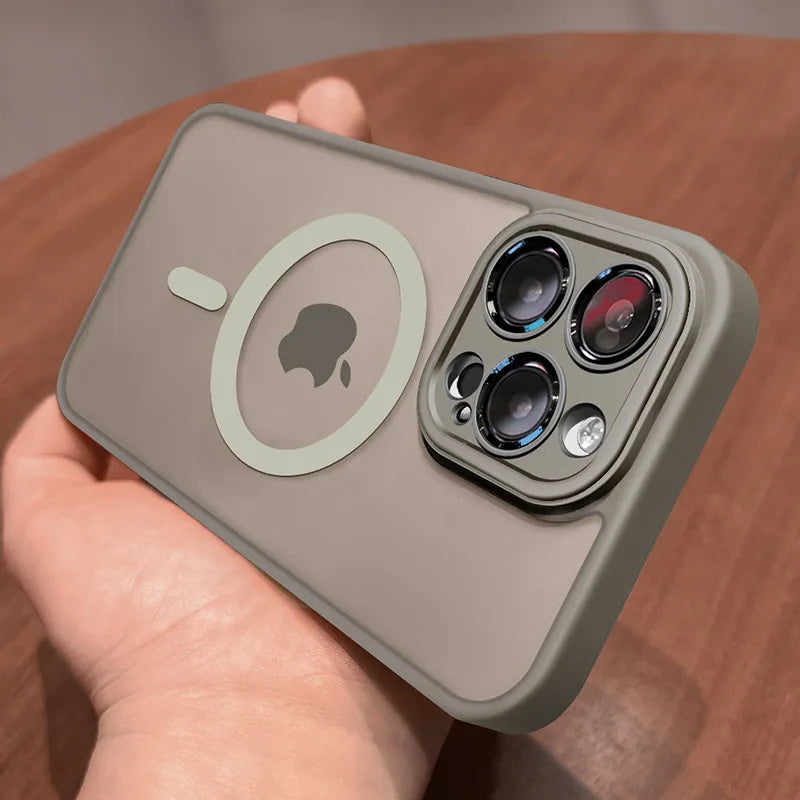 Luxury Matte Armor For Magsafe Magnetic Wireless Charging Case For iPhone 11 12 13 14 15 16 17 Air Pro Max Plus Shockproof Cover