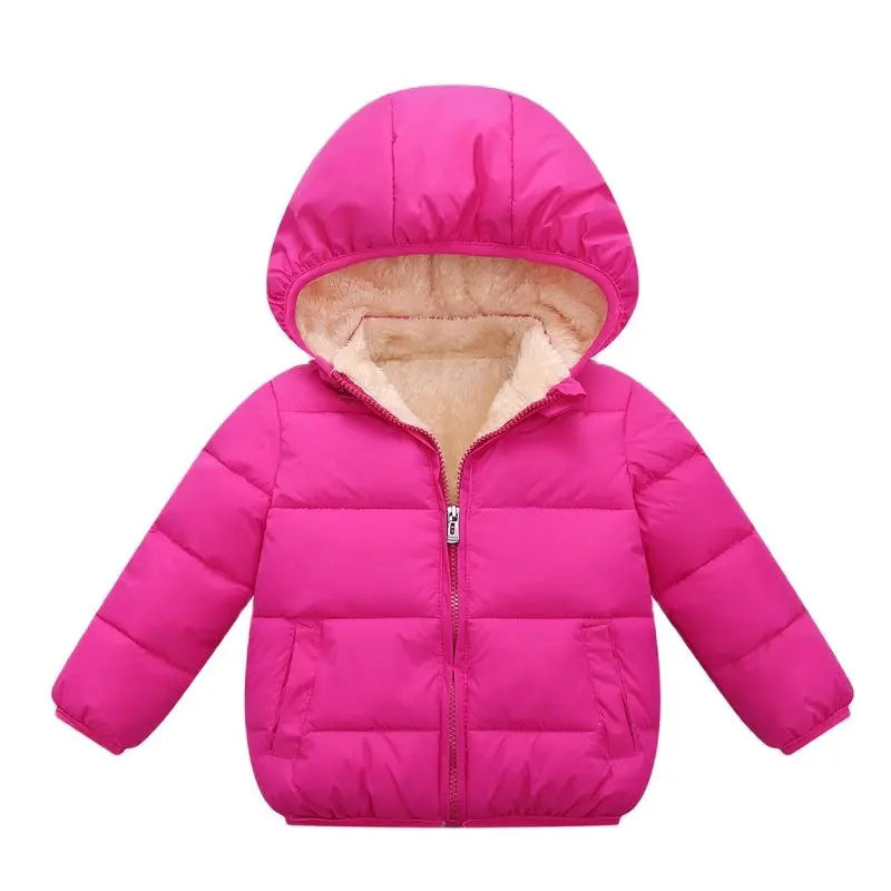 Kids Winter Thick Plush Jacket – Warm Hooded Coat for Boys & Girls, Fur-Lined Snowsuit Outerwear
