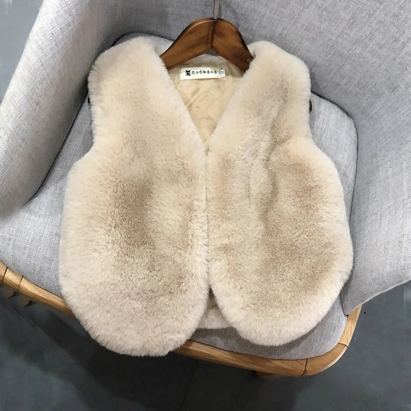 Baby Girls Faux Fur Vest Winter Coat Christmas Kids Warm Sleeveless Outerwear Infant Kids Vest Outfits