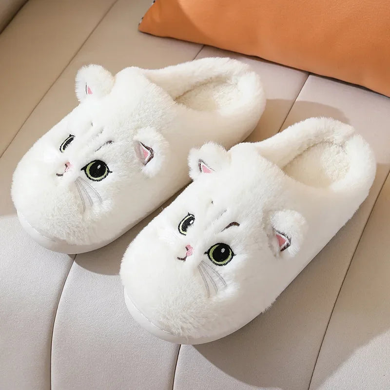 Winter Cat Plush Slippers for Women & Men