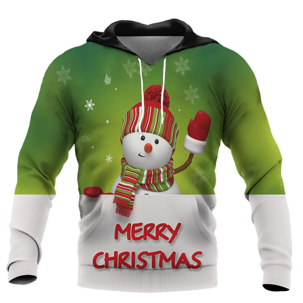 Men's Santa Claus Print Hoodie – Hip Hop Harajuku Oversized Xmas Sweatshirt, Casual Autumn Pullover