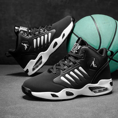 Men’s High-Top Sports Shoes with Breathable Mesh – Cushion Support Basketball & Running Sneakers